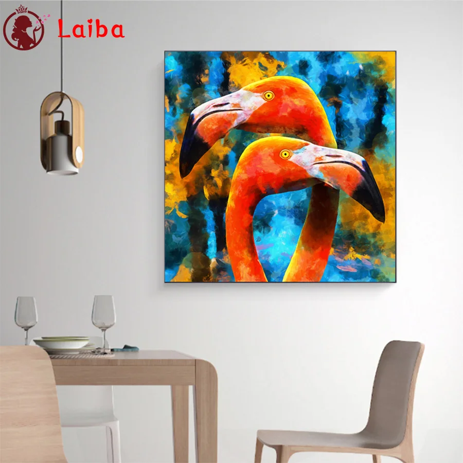 5d алмазная живопись абстрактное животное искусство два Фламинго diy Полная