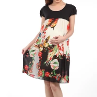 2021 summer maternity dresses short sleeve chiffon pregnant women clothing printing plus size xxl pregnancy dress fast delivery