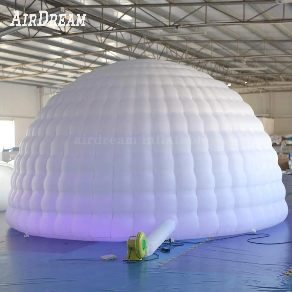 5mD надувная купольная палатка Igloo с воздуходувкой (белая одна дверь) цех для