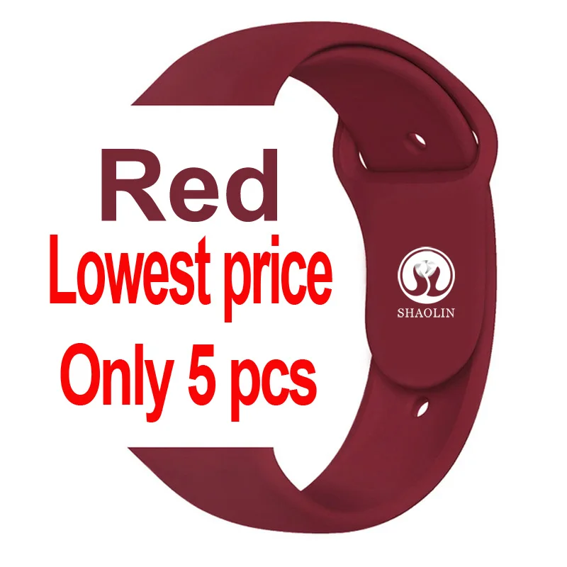 Red-Only 5 pcs Сменный спортивный ремешок для 38 мм apple watch Series1234 5 42 мм браслет на запястье ремешок для apple watch Sports Edition мягкий - Цвет: Red-Only 5 pcs