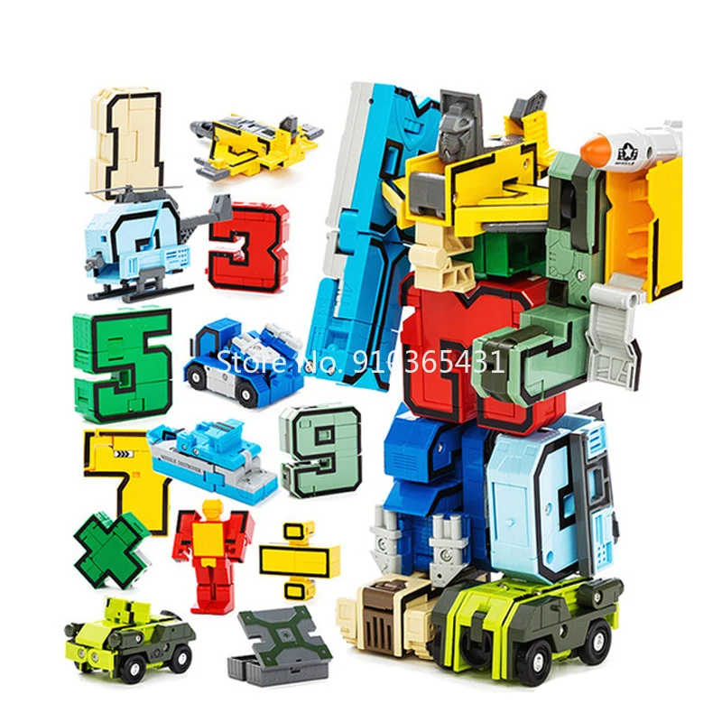 15 шт./компл. Волшебные цифры буквы трансформеры символы в сборе Аниме Робот