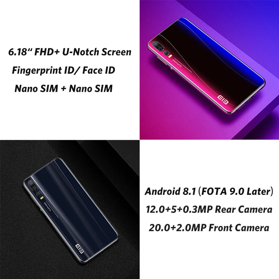ELEPHONE A5 6 ГБ 128 смартфон четыре ядра MTK6771 18 ''FHD + безрамочный экран с Экран 20MP