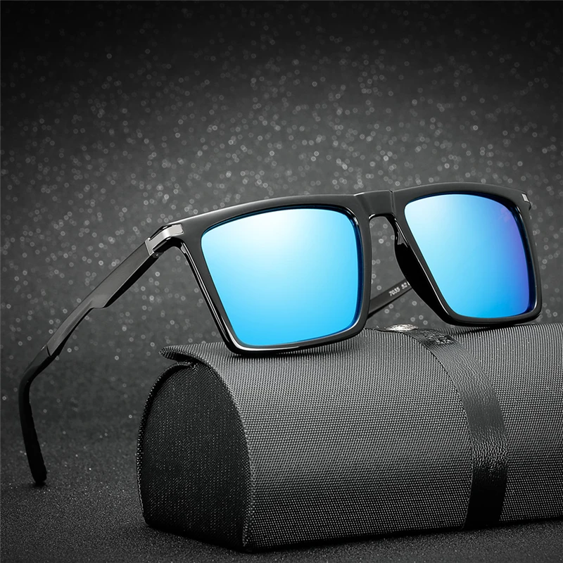 Поляризационные Квадратные Солнцезащитные очки Polaroid с алюминиевыми дужками