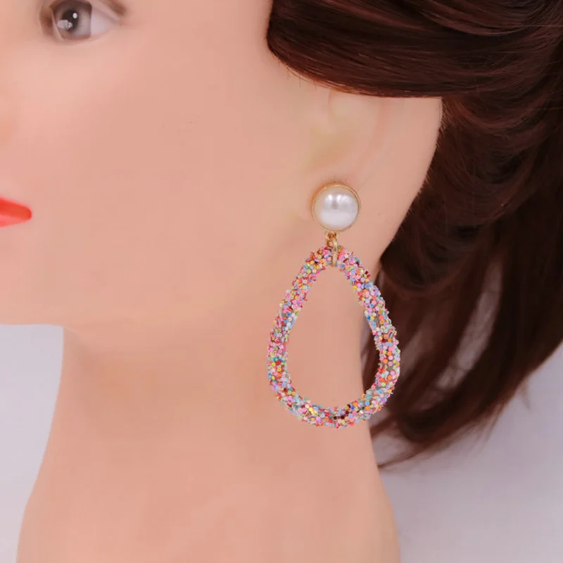 Серьги подвески Oorbellen из блестящей смолы для женщин большие серьги в богемном