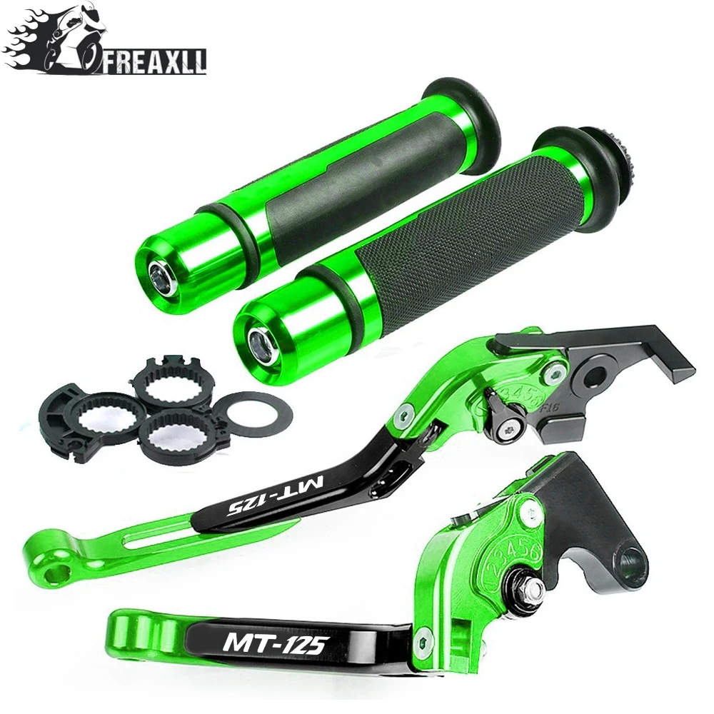 K With LOGO Motorcycle Adjustable Folding Brake Clutch Levers Handlebar Hand Grips For Yamaha For YAMAHA MT125 MT-125 MT 125 - Цвет: K With LOGO