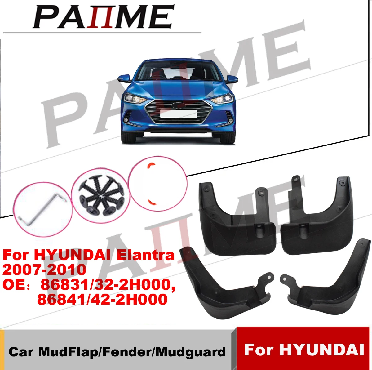 Guardabarros moldeados de estilo para Hyundai Elantra 2007-2010, 4 unidades, protectores contra salpicaduras, 86832, 2H000, YC101045