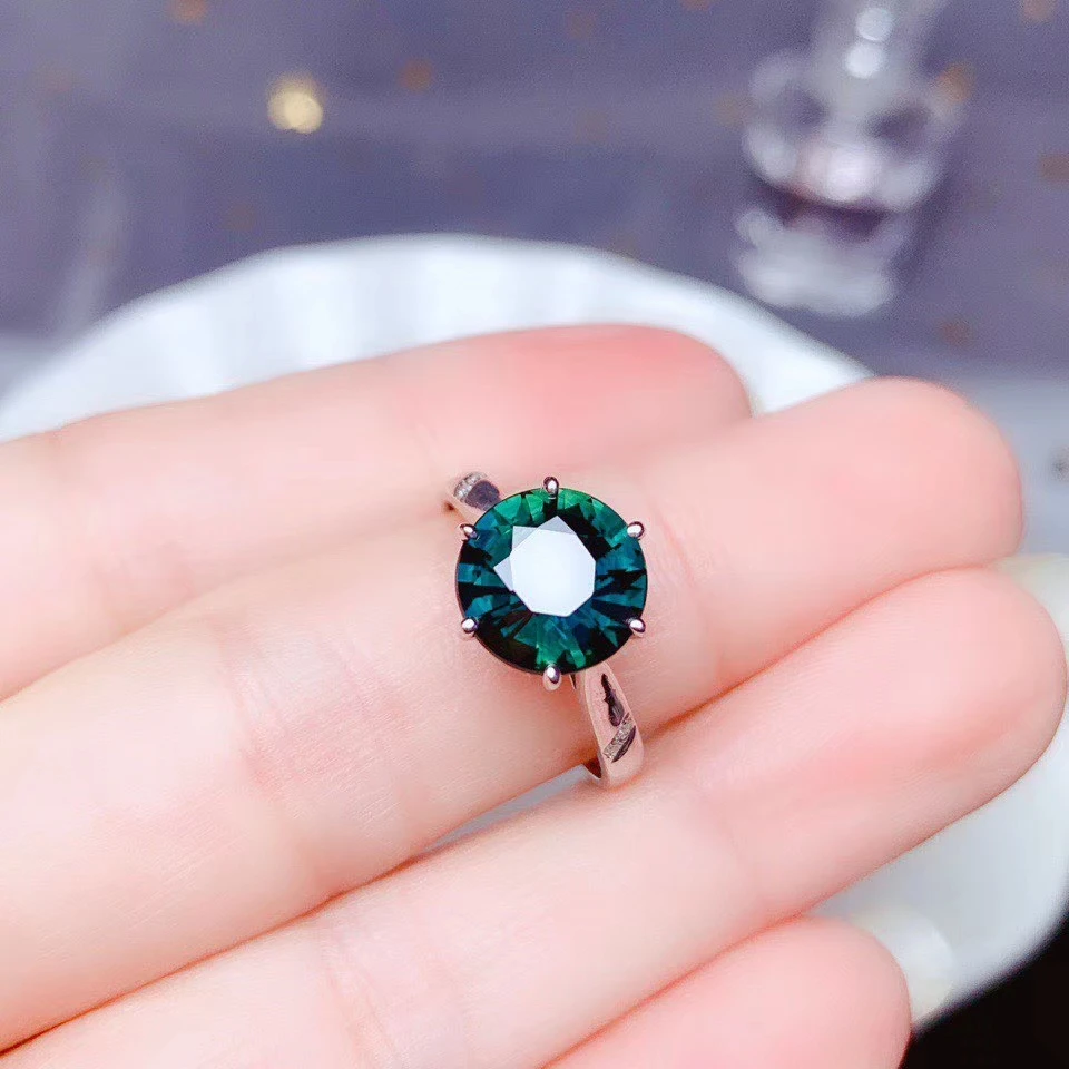 Роскошное океанское голубое сапфировое кольцо из драгоценных камней 18 К Золотое