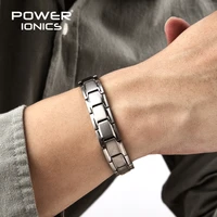 power ionics 4in1 100 titanium mens womens anion fir magnetic germanium therapy accessory charm bracelet jewelry gifts w tool