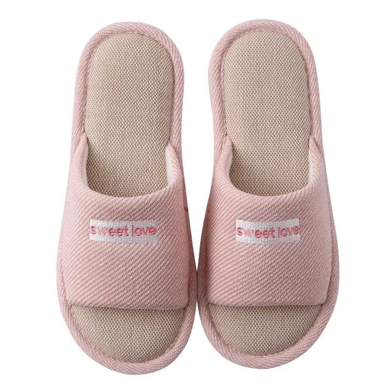 Four Seasons House Women Hemp Slippers Comfortable Cotton Flax Flat Ladies Casual Shoes Non-slip Bedroom Slides Women Slippers