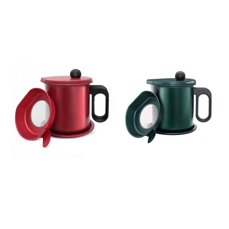 

Cooking Oil Container with Strainer,Oil Container Kitchen, Anti-Scald Handle and Anti-Slip Coasters