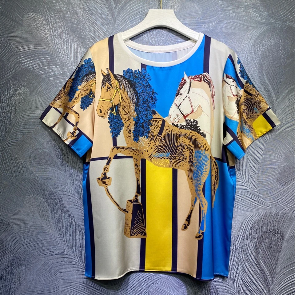 

Summer 2021 New Designer women's High quality print short sleeves T-Shirts Top B855