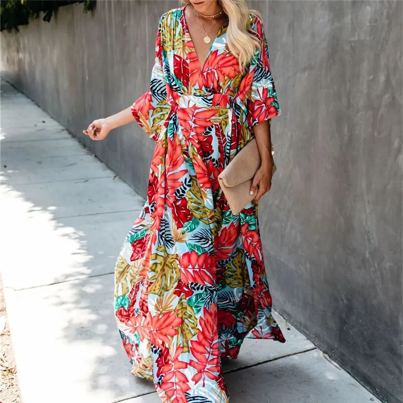 2021 марокканский кафтан богемное летнее платье с принтом длинная хлопковая