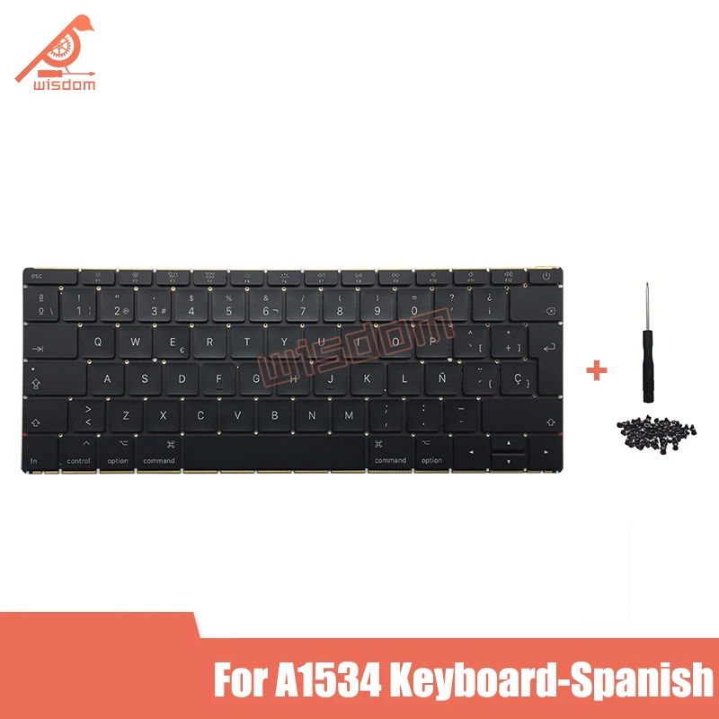 Полностью новая клавиатура для ноутбука A1534 с испанской раскладкой и винтами Macbook