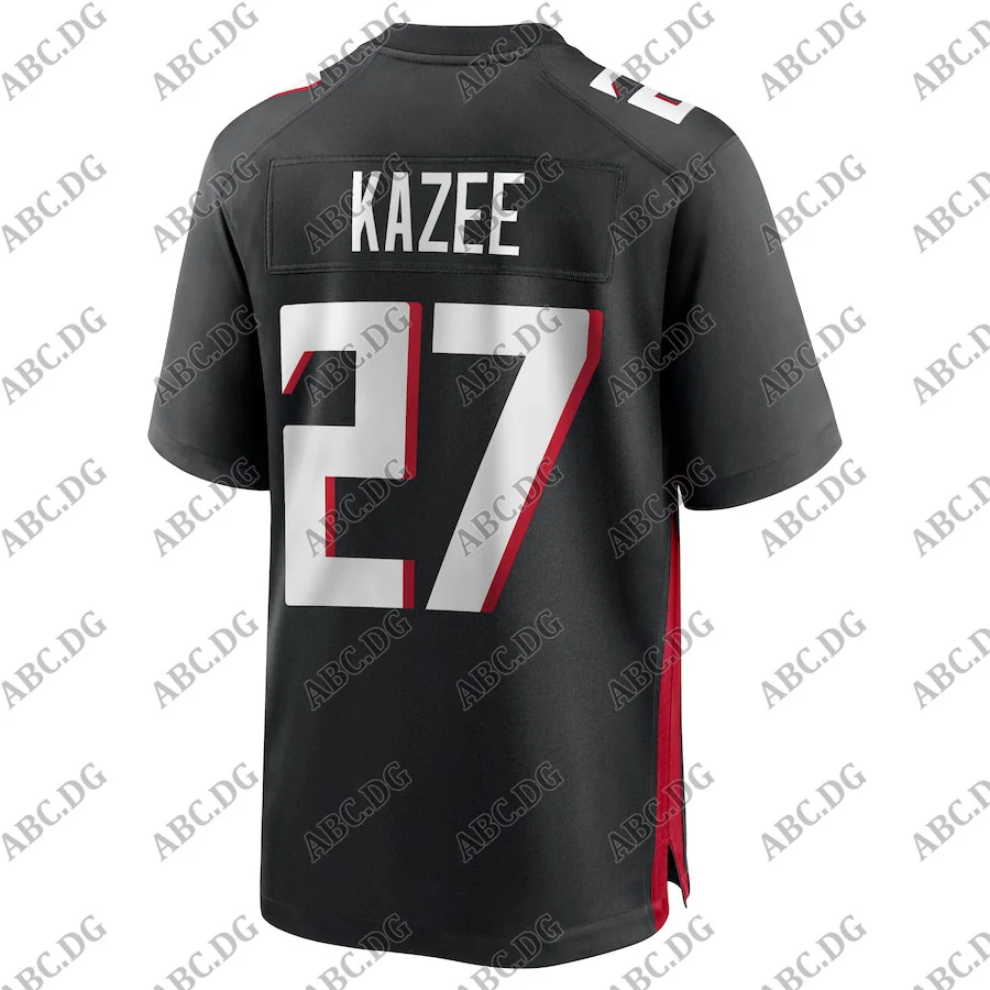 

Customized Stitch Men Women Kid Youth Atlanta Damontae Kazee Black Game Jersey 4XL 5XL 6XL
