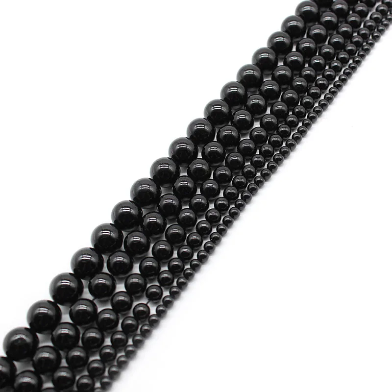 

Natural Stone Gem Black Tourmaline Beads For Jewelry Making DIY 4-10mm Round Spacer Beads Diy Bracelet Necklace Accessories 15''