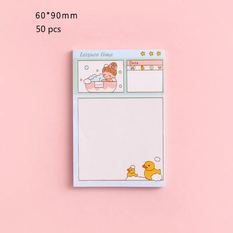 

50 Sheets Cartoon Girl Memo Pad Sticky Notes Self Adhesive Sticker Cute Stationery Decal Planner Stickers Office School Supplies