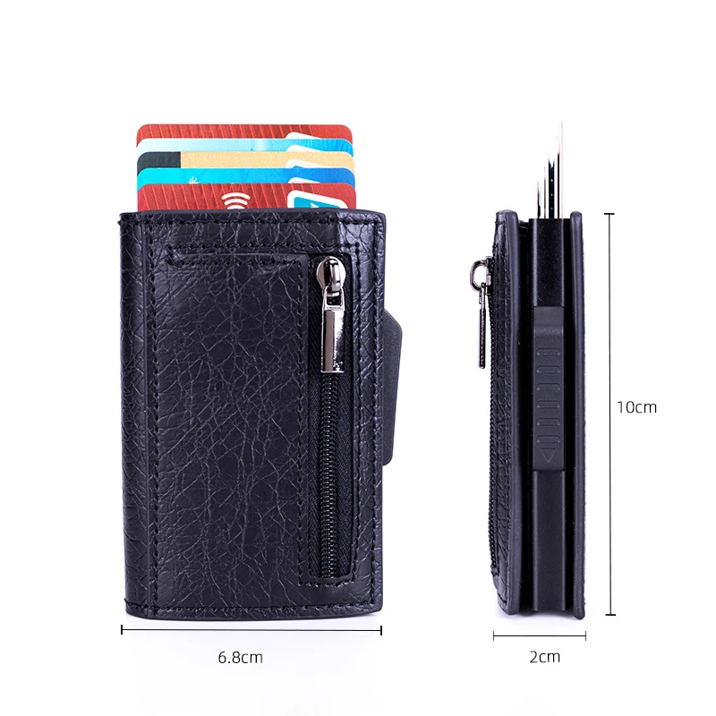 new 2021 rfid carbon fibe mens card holder fashion branch pattern cardholder simple aluminum alloy card box zipper coin purse free global shipping