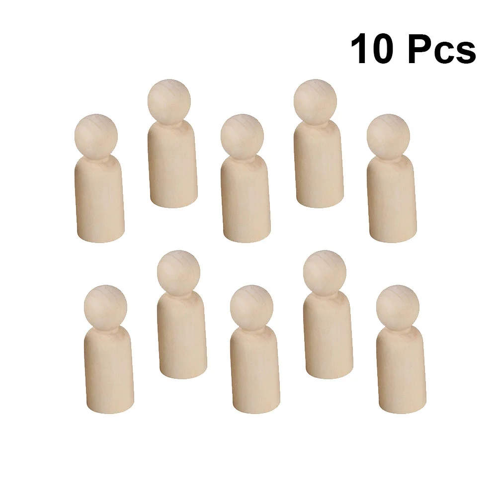 

10pcs Small Wooden Sculpture Doll Children DIY Painting Graffiti Puppet Toys for Kids Children Home Decor Supplies(55mm Men