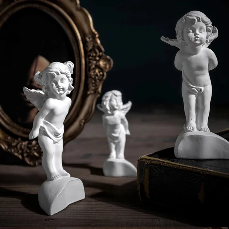 

1 Set Angel Statue Home Garden Decoration Angel Couple Sculpture Creative Cabinet Crafts Decoration Desktop Furnishings