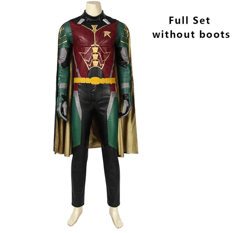 Without boots Фильм DC Бэтмен Робин, Косплей Костюм Ночной член Грейсон Взрослый Хэллоуин команда супергероев сапоги комбинезон плащ костюм - Цвет: Without boots