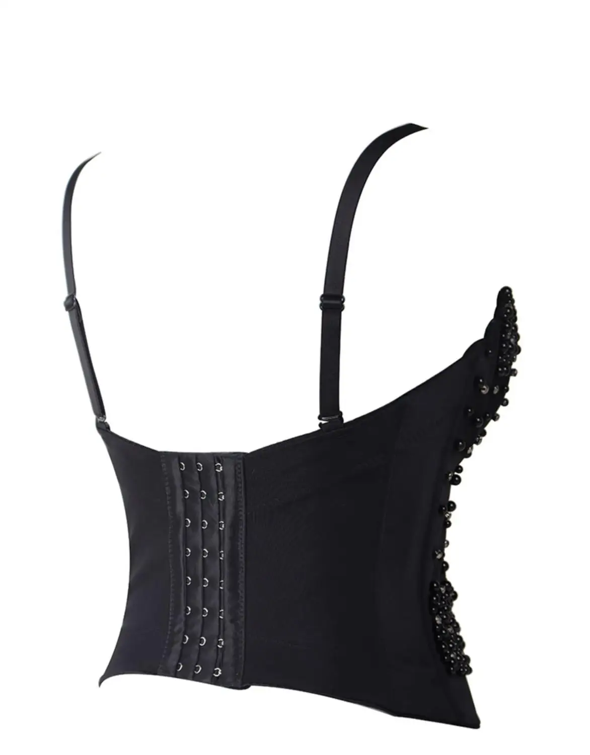 Женский бюстгальтер ручной работы черный блестящий со стразами вечерние Корсеты