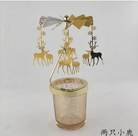 Sika deer Reindeer Подсвечники вращающиеся романтические вращающиеся карусели чайный светильник подсвечник Рождественская елка олень светильник ing домашний Декор подарок - Цвет: Sika deer Reindeer