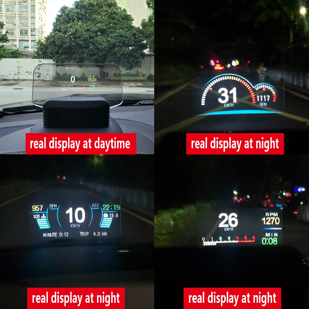 Projector HUD OBD2+GPS Dual Mode Head Up Display Digital Car Speedometer Water Oil Temp RPM MPH KMH Auto Electronic Accessories |