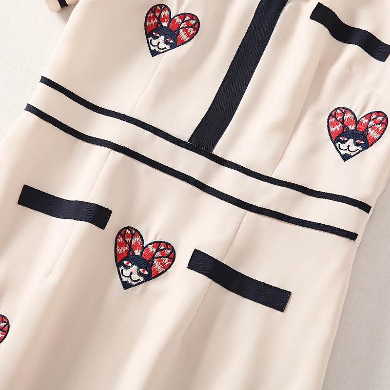 

Designer Summer New Dress High Quality Women'S Vintage Party Casual Elegant Chic Embroidery Patchwork Short Sleeve Fashion Dress