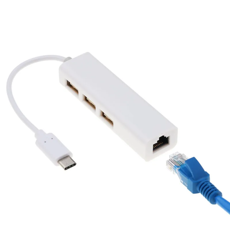 Кабель-Переходник USB C Ethernet адаптер с Тип 2 0 концентратор 3 Порты RJ45 сетевая карта