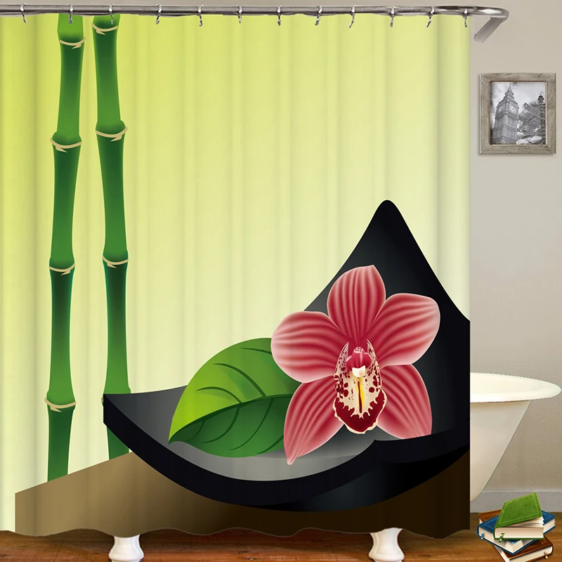 

3d douche gordijn waterproof curtain shower bathroom decor flower bamboo bathroom curtain