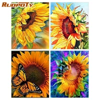 ruopoty diy framed painting by numbers sunflowers oil painting by numbers flowers art acrylic for adult