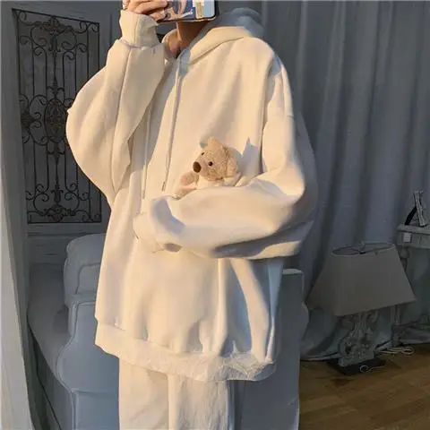 

Hoodies men Harajuku aesthetic bear anime hoodie men and women korean kawaii crewneck long sleeve oversized streetwear kpop