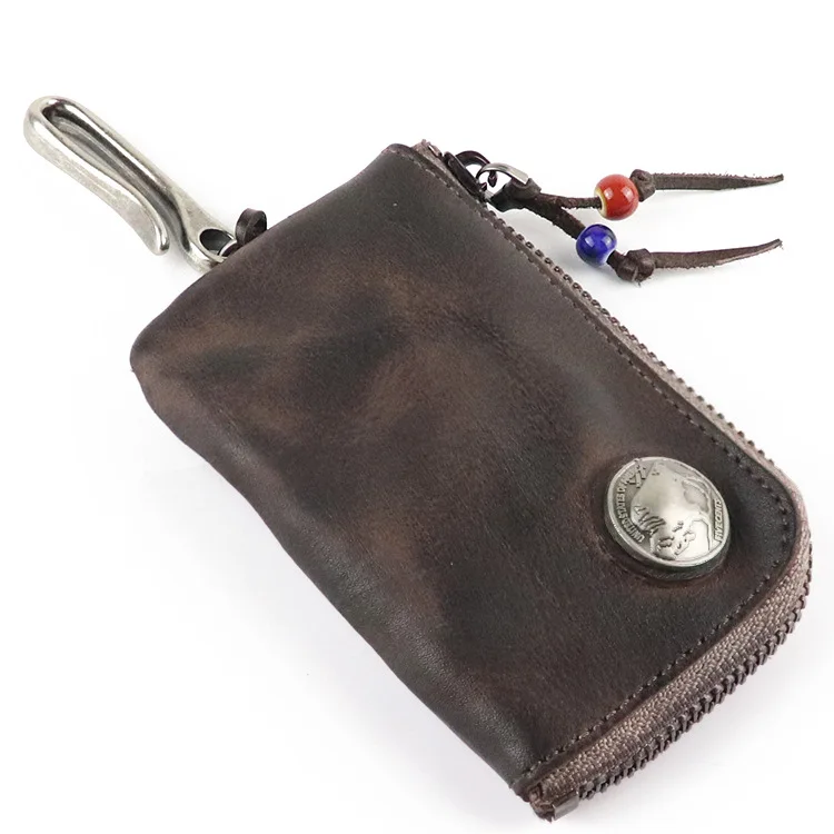 

Frist layer genuine leather vintage key bag car key case wallet pouch