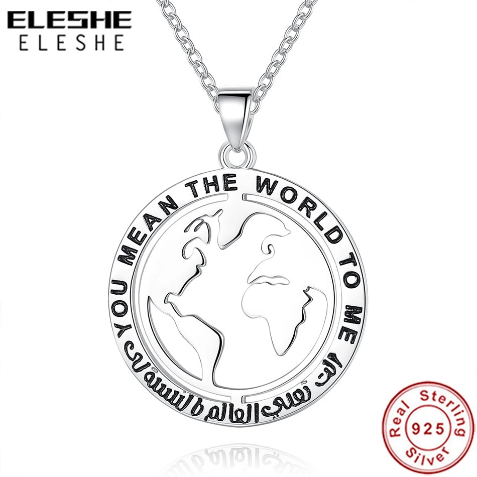 Ожерелье женское из серебра 925 пробы с подвеской в виде карты мира|Ожерелья| |