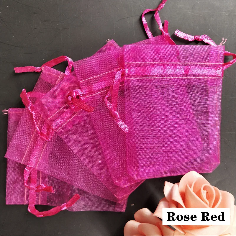 rose red Лидер продаж 7x9 см/50 шт./пакет Палочки 19 Цвета для упаковки ювелирных изделий, покетики из органзы, подарочные пакеты и мешки, ювелирные изделия, упаковочные сумки 7ZSH312 - Цвет: rose red