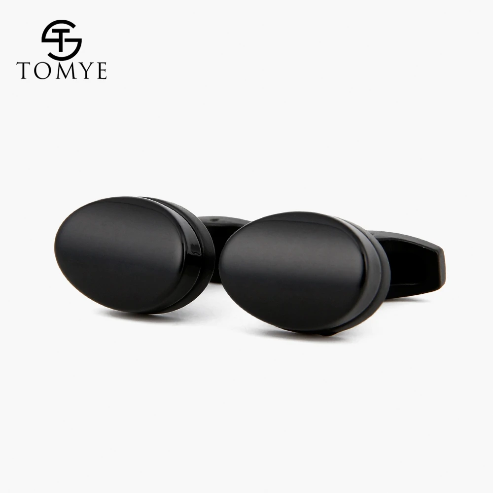 Запонки TOMYE XK19S094 мужские модные нежные матовые черные Овальные с уникальным