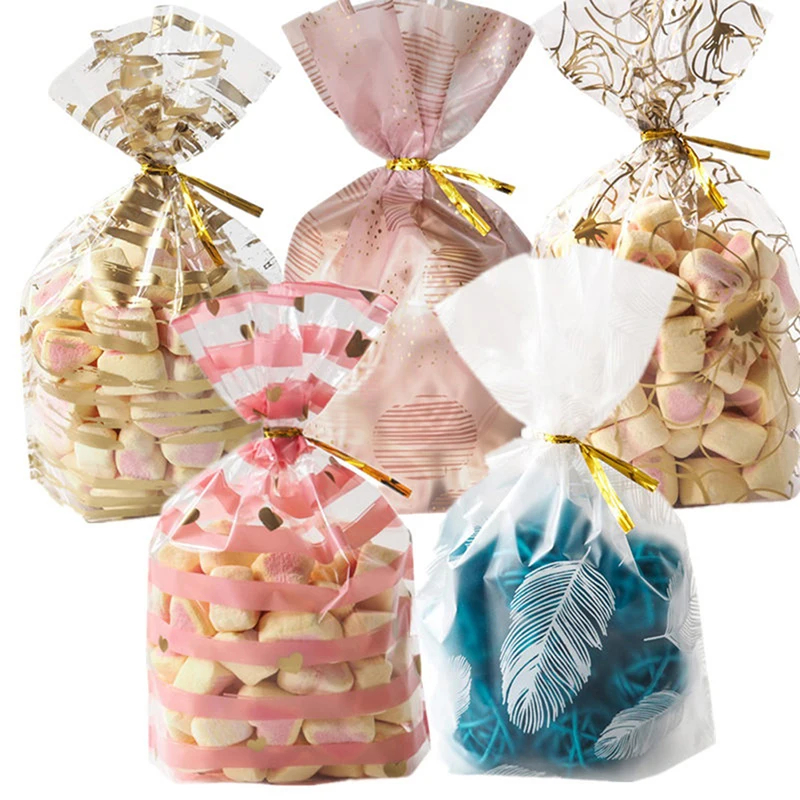 

50 шт творческие мешки для печенья, конфет Свадебные подарки для детей вечерние шлейфа Пластик сумки