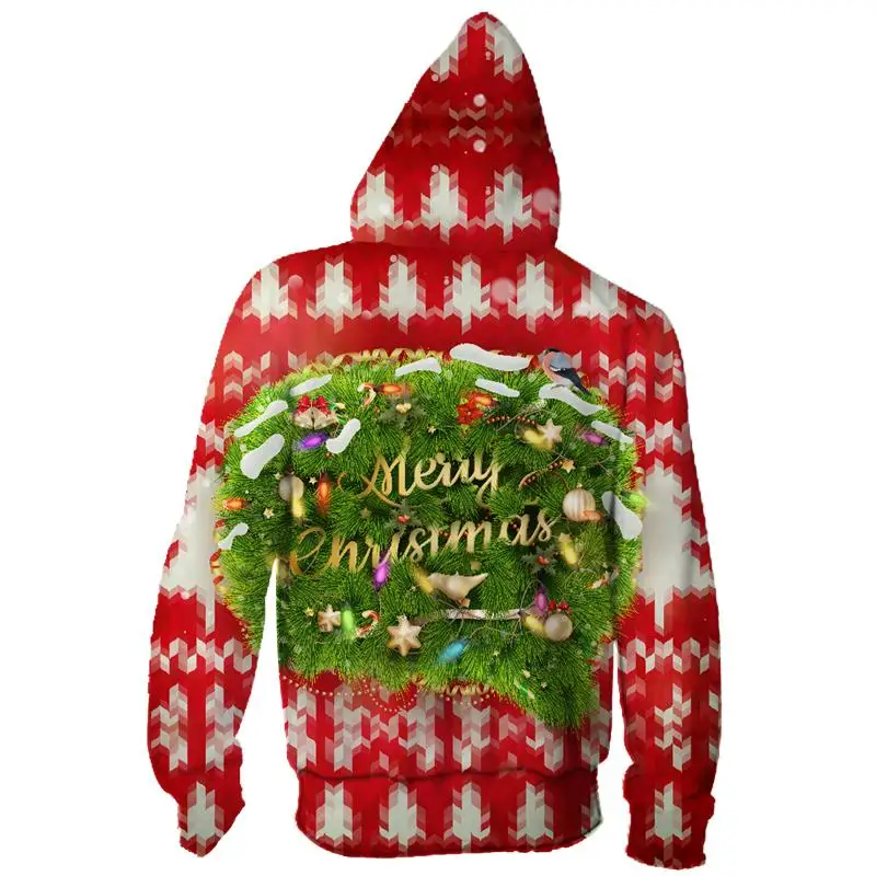 Новинка 2019 мужская толстовка с капюшоном Рождественская 3D на молнии мужские и