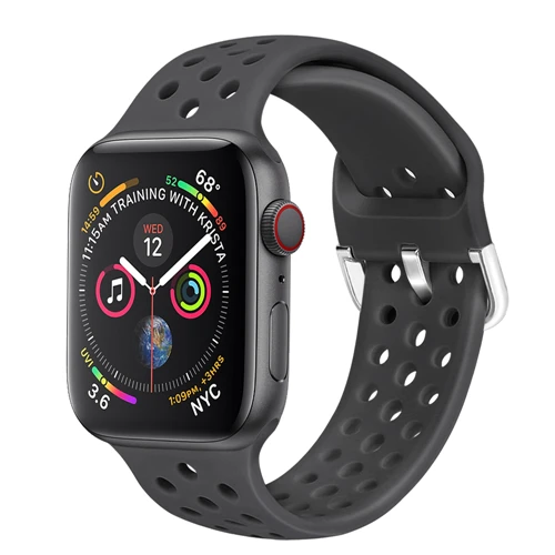 Dark gray Силиконовый ремешок для apple watch 4 band 44 мм 40 мм iWatch band 42 мм 38 мм спортивный браслет correa apple watch 4 3 2 1 Аксессуары - Цвет ремешка: Dark gray
