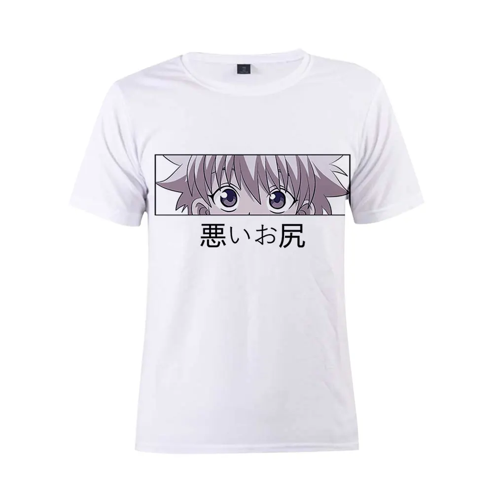 

Hunter X Hunter T Shirts Killua Zoldyck Baka Classic Comic O-Neck Short Sleeves Classic Japan Anime Unisex Tee Shirt Kids Tops