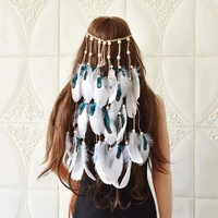 bohemian style multicolor feather headdress wooden beads indian dirty braid dreamcatcher feather headdress accessories