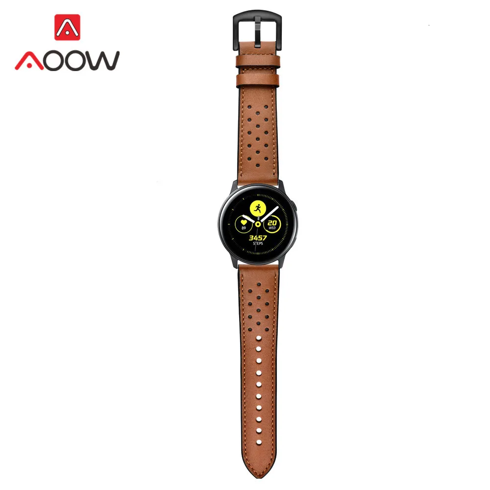 20 мм ремешок из натуральной кожи для samsung Galaxy Watch Active 42 мм gear S2 huawei Garmin Amazfit BIP быстросъемный браслет