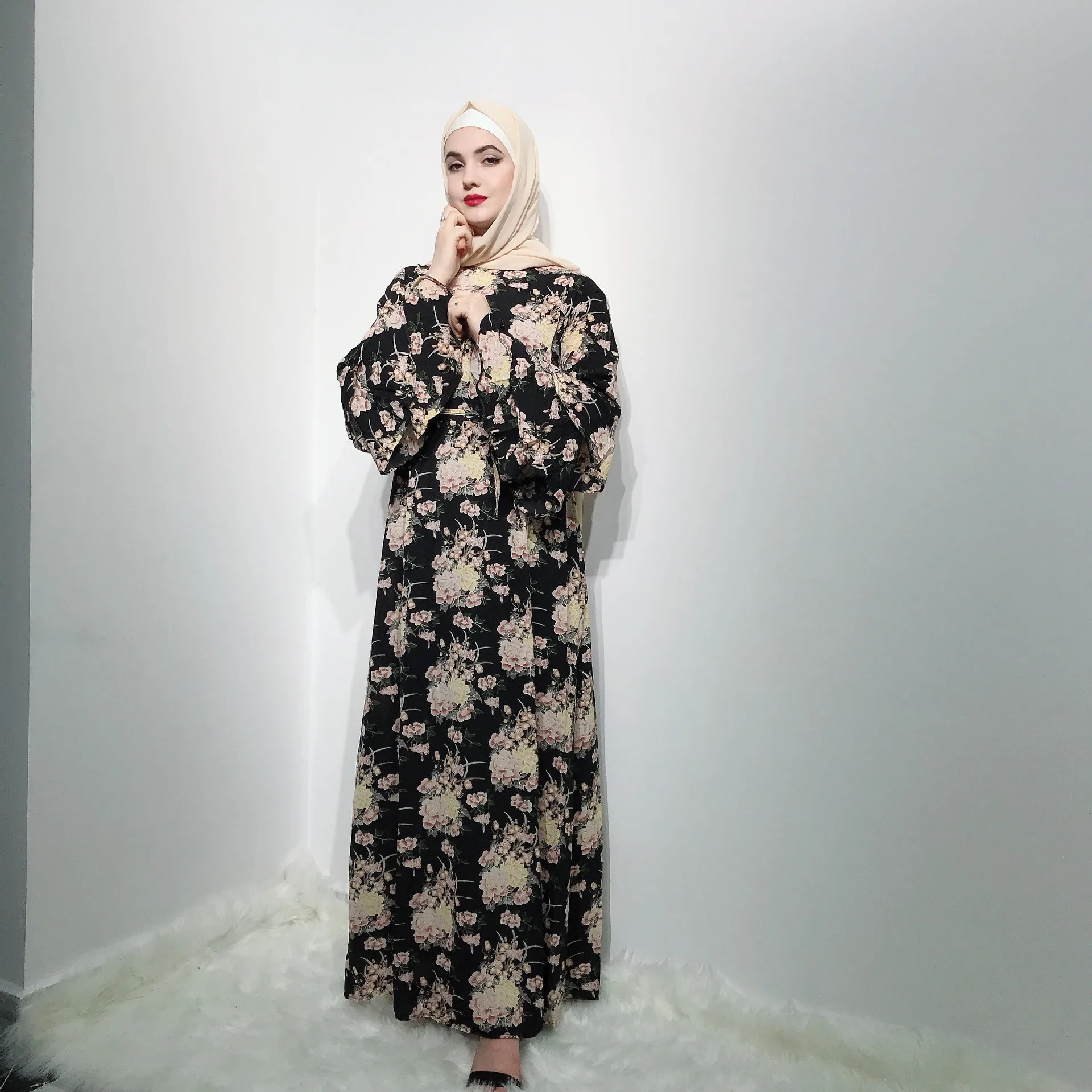 Новинка 2019 г. женская модная мусульманская юбка с длинным рукавом турецкое