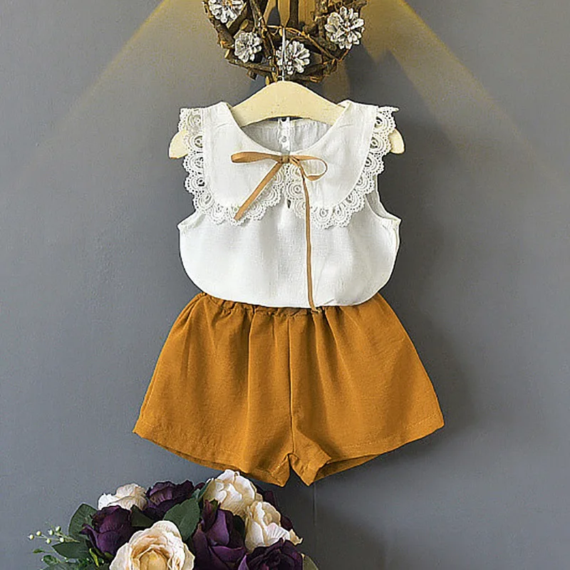 

Summer Baby Girls Clothing Suit Fashion Princess Lovely Cute Sleeveless Tops+Pants 2Pcs Kids Girls Clothing Kids Girls Clothes