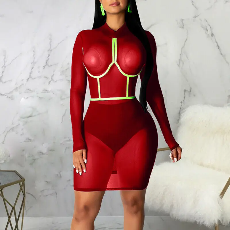 Модные брендовые новые женские сетчатые прозрачные облегающие вечерние Клубные