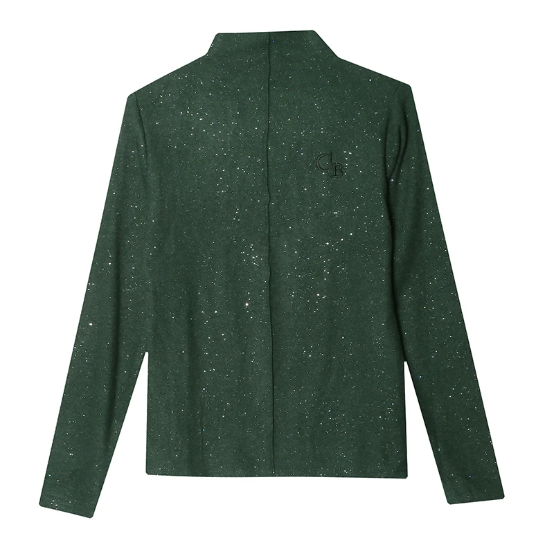 

New Elegant Fashion Women Autumn Winter Embroidered Letters Top Half High Collar Warm T-shirt Base T Shirt