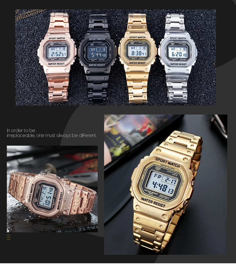 Брендовые роскошные мужские цифровые часы многофункциональные