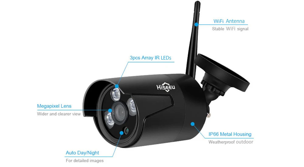 Hiseeu WNKIT-4HB612B 4CH беспроводной CCTV 1080P NVR комплект Открытый wi-fi/WLAN 2.0MP IP камера безопасный видеорегистратор