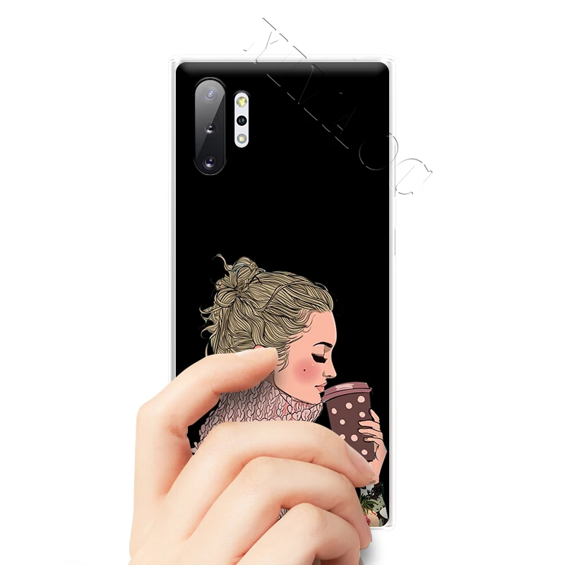 YIMAOC Cute Fashion Coffee Girl Winter Case for Samsung Galaxy S10 S9 S8 S7 Plus A70 A60 A50 A40 A30 A20 A10 A50S A30S A20S | Мобильные