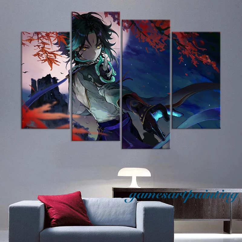 

Abstract Artwork Video Game Genshin Impact Oil Painting Wall Poster Xiao Wallpaper Sakura Picture Canvas Murals Background Decor